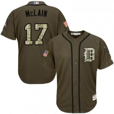 Youth Majestic Detroit Tigers 17 Denny McLain Replica Green Salute to Service MLB Jersey