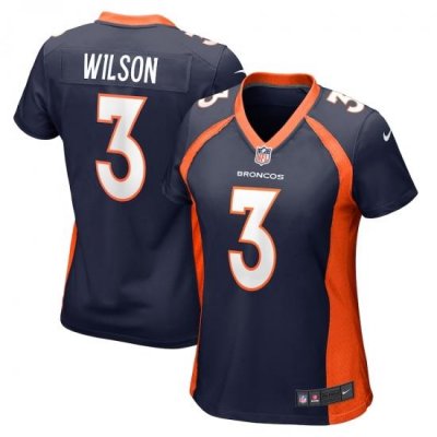 Women Denver Broncos #3 Russell Wilson Orange 2022 Blue Stitched NFL Nike Limited Jersey