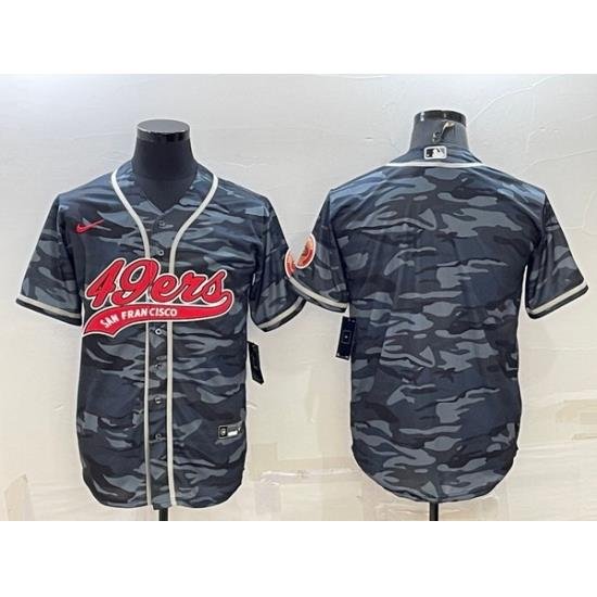 Men San Francisco 49ers Blank Grey Camo With Patch Cool Base Stitched Baseball Jersey