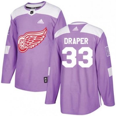 Mens Adidas Detroit Red Wings 33 Kris Draper Authentic Purple Fights Cancer Practice NHL Jersey