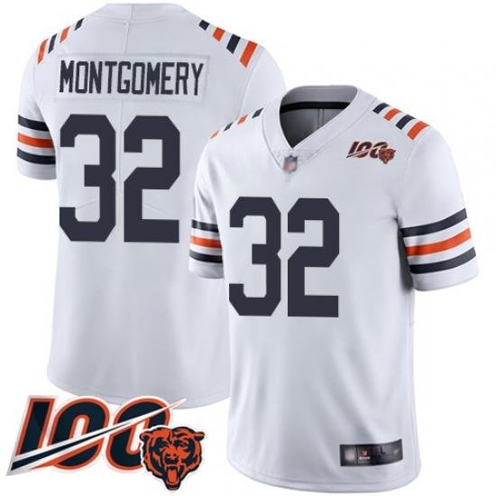 Youth Chicago Bears 32 David Montgomery White 100th Season Limited Football Jersey