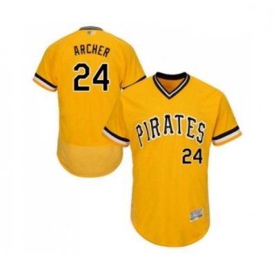 Mens Pittsburgh Pirates 24 Chris Archer Gold Alternate Flex Base Authentic Collection Baseball Jersey