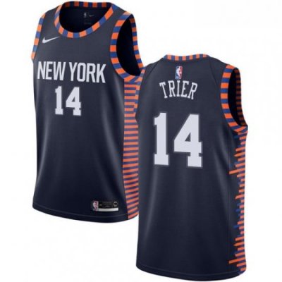 Youth Nike New York Knicks 14 Allonzo Trier Swingman Navy Blue NBA Jersey 2018 19 City Edition