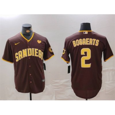 Men San Diego Padres 2 Xander Bogaerts Brown With PS Patch Cool Base Stitched Baseball Jersey