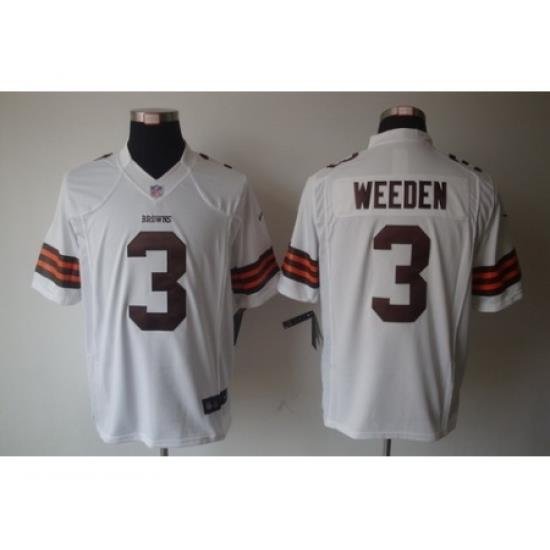 Nike Cleveland Browns 3 Brandon Weeden White Limited NFL Jersey