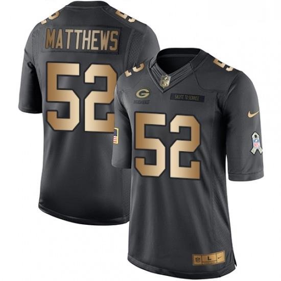 Men Nike Green Bay Packers 52 Clay MattheWs Limited BlackGold Salute to Service NFL Jersey