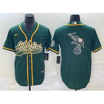 Men Oakland Athletics Green Team Big Logo Cool Base Stitched Baseball Jersey 001