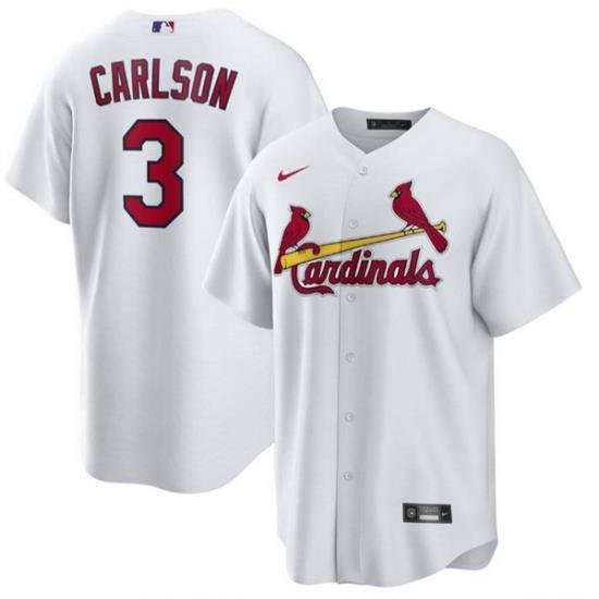 Men St  Louis Cardinals 3 Dylan Carlson White Cool Base Stitched Jersey