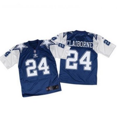 Nike Cowboys #24 Morris Claiborne Navy BlueWhite Throwback Mens Stitched NFL Elite Jersey