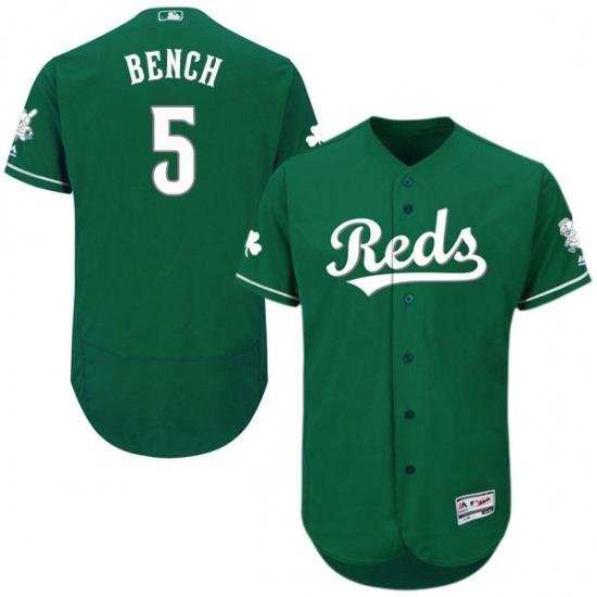 Mens Majestic Cincinnati Reds 5 Johnny Bench Green Celtic Flexbase Authentic Collection MLB Jersey