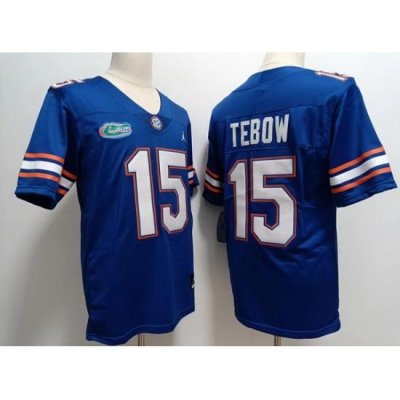 Men Florida Gators #15 Tim Tebow Blue Stitched Football Jersey