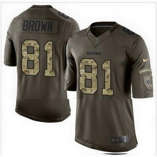 Nike Oakland Raiders #81 Tim Brown Green Mens Stitched NFL Limited Salute to Service Jersey