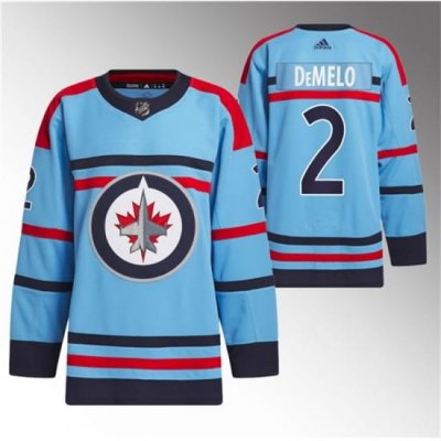 Men Winnipeg Jets 2 Dylan DeMelo Light Blue Anniversary Primegreen Stitched Jersey