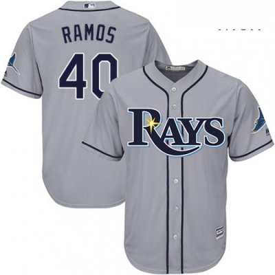 Mens Majestic Tampa Bay Rays 40 Wilson Ramos Replica Grey Road Cool Base MLB Jersey