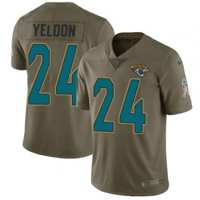 Youth Nike Jaguars #24 T J Yeldon Olive Stitched NFL Limited 2017 Salute to Service Jersey