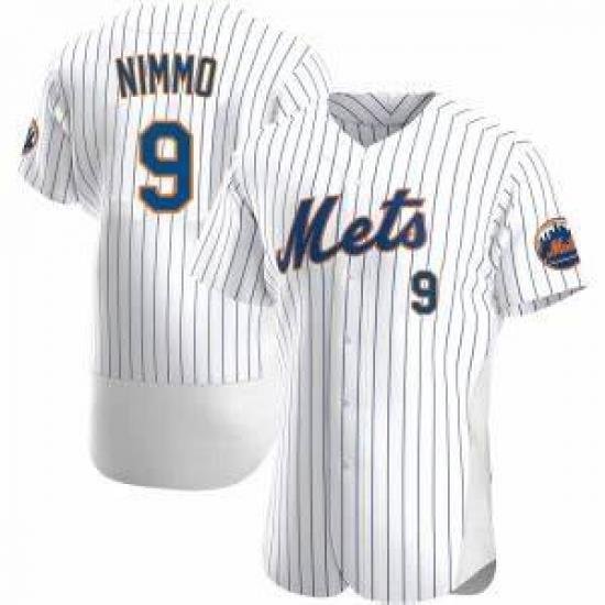 Men Nike NeW York Mets 9 Brandon Nimmo White 2020 Home Stitched Flex Base Baseball Jersey