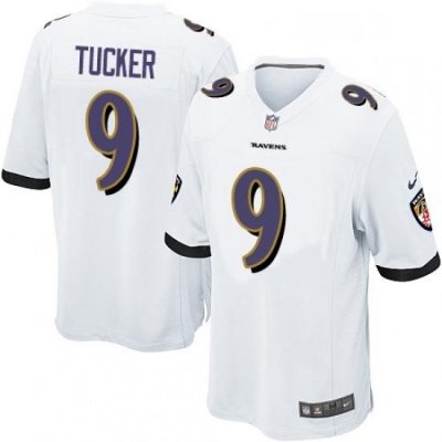 Mens Nike Baltimore Ravens 9 Justin Tucker Game White NFL Jersey