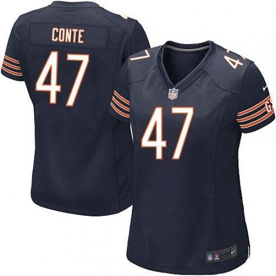 Nike NFL Chicago Bears #47 Chris Conte Navy Blue Women's Game Team Color