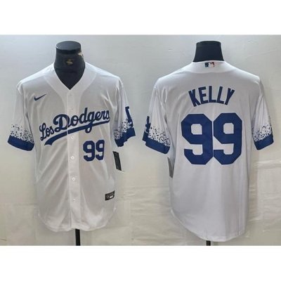 Men Los Angeles Dodgers 99 Joe Kelly White City Connect Cool Base Stitched Baseball Jersey