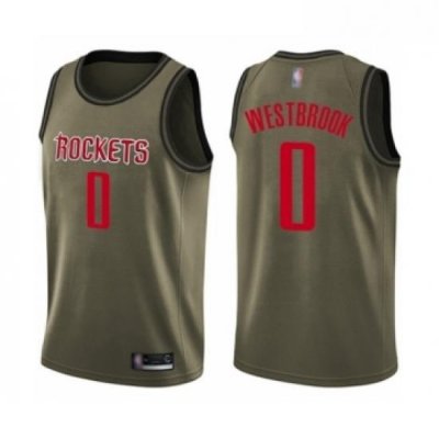 Youth Houston Rockets 0 Russell Westbrook Swingman Green Salute to Service Basketball Jersey