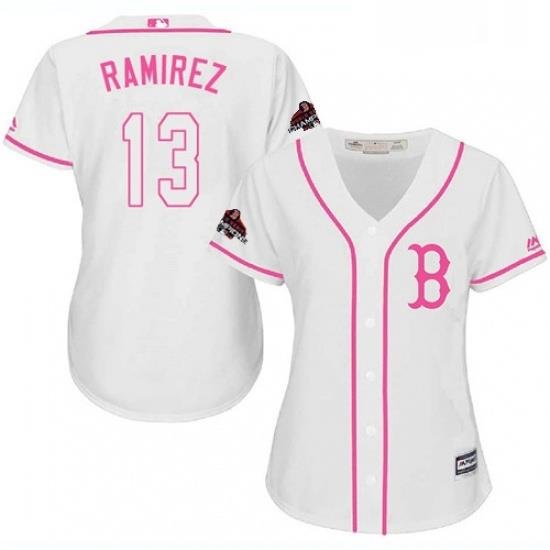 Womens Majestic Boston Red Sox 13 Hanley Ramirez Authentic White Fashion 2018 World Series Champions MLB Jersey