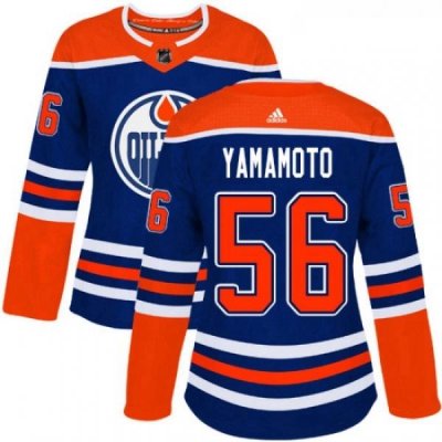 Womens Adidas Edmonton Oilers 56 Kailer Yamamoto Authentic Royal Blue Alternate NHL Jersey