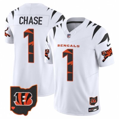 Men Cincinnati Bengals 1 Ja Marr Chase White Limited F U S E  Special Vapor Untouchable Limited Stitched Football Jersey