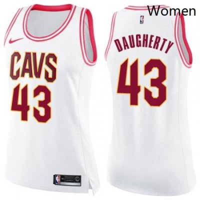 Womens Nike Cleveland Cavaliers 43 Brad Daugherty Swingman WhitePink Fashion NBA Jersey