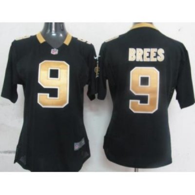 Womens Nike New Orleans Saints 9 Brees Black Nike NFL Jerseys