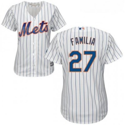 Womens Majestic New York Mets 27 Jeurys Familia Authentic White Home Cool Base MLB Jersey