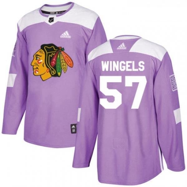 Youth Adidas Chicago Blackhawks 57 Tommy Wingels Authentic Purple Fights Cancer Practice NHL Jersey