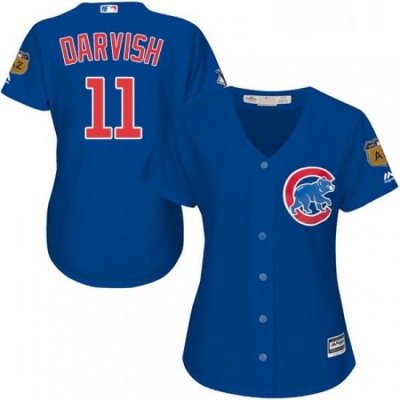 Womens Majestic Chicago Cubs 11 Yu Darvish Replica Royal Blue Alternate MLB Jersey