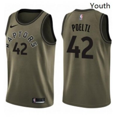 Youth Nike Toronto Raptors 42 Jakob Poeltl Swingman Green Salute to Service NBA Jersey