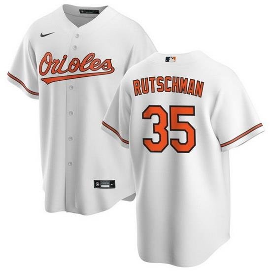 Men Baltimore Orioles 35 Adley Rutschman White Cool Base Stitched Jersey