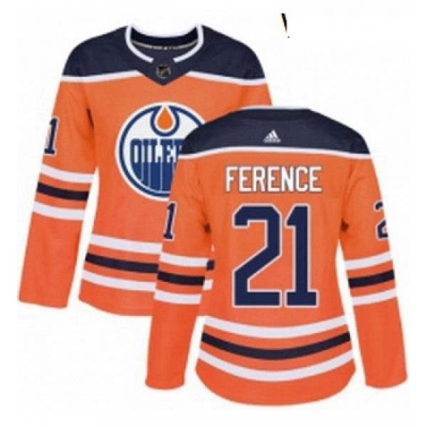 Womens Adidas Edmonton Oilers 21 Andrew Ference Authentic Orange Home NHL Jersey