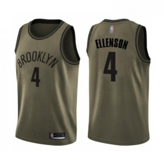 Youth Brooklyn Nets 4 Henry Ellenson Swingman Green Salute to Service Basketball Jersey