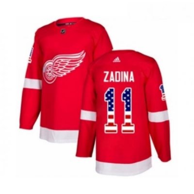 Youth Adidas Detroit Red Wings 11 Filip Zadina Authentic Red USA Flag Fashion NHL Jersey