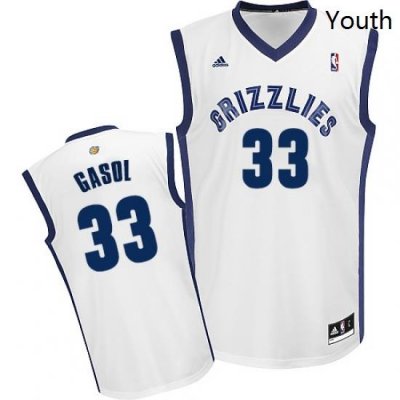 Youth Adidas Memphis Grizzlies 33 Marc Gasol Swingman White Home NBA Jersey