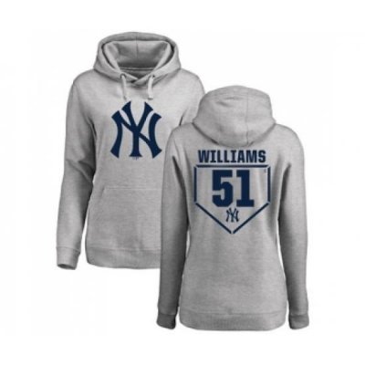 MLB Women Nike New York Yankees 51 Bernie Williams Gray RBI Pullover Hoodie