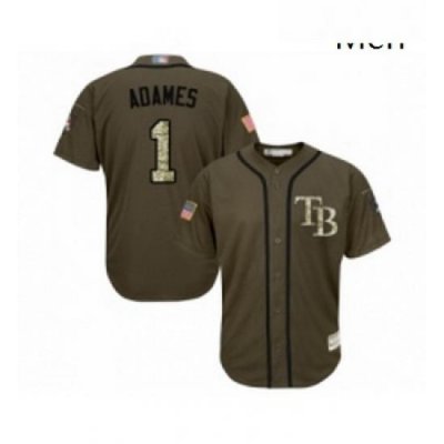 Mens Tampa Bay Rays 1 Willy Adames Authentic Green Salute to Service Baseball Jersey