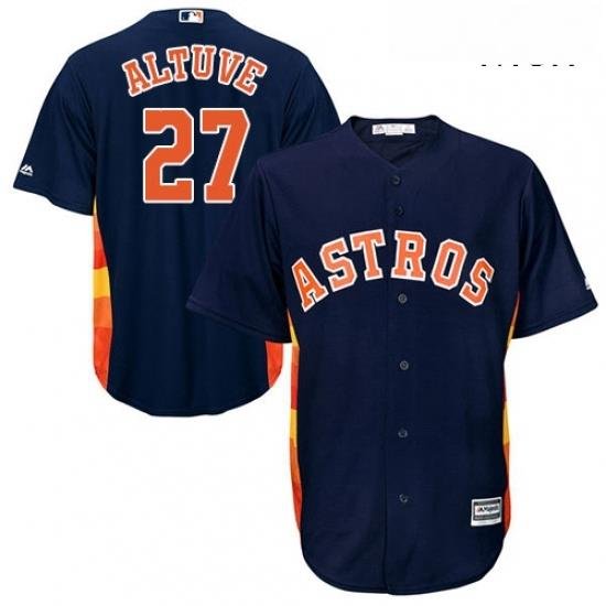 Mens Majestic Houston Astros 27 Jose Altuve Replica Navy Blue Alternate Cool Base MLB Jersey