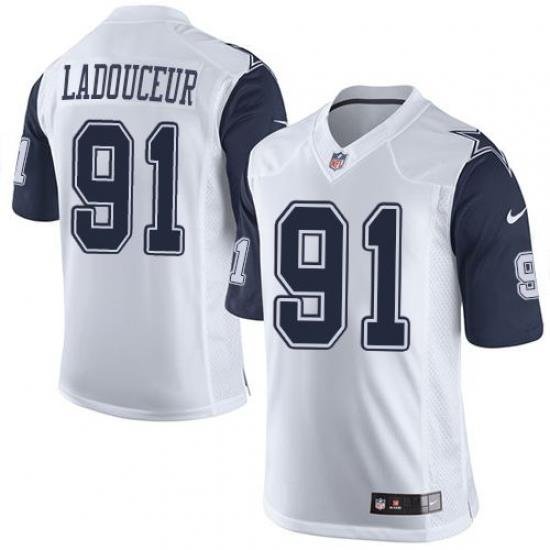 Nike Cowboys #91 L. P. Ladouceur White Mens Stitched NFL Limited Rush Jerseys