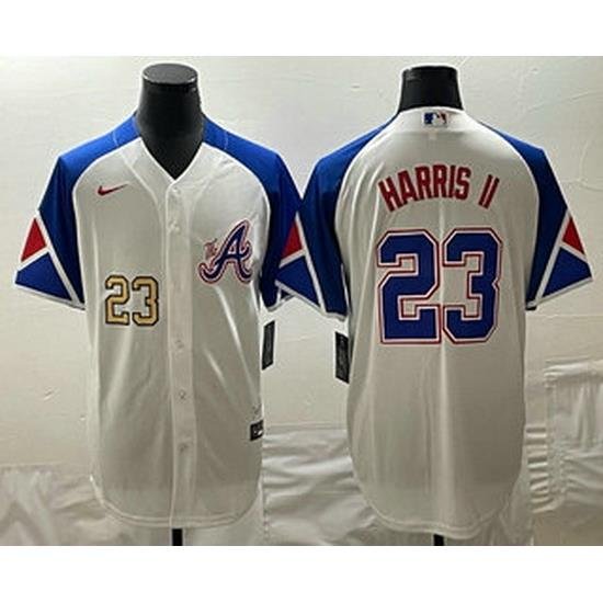 Men's Atlanta Braves #23 Michael Harris II Number White 2023 City Connect Cool Base Stitched Jersey