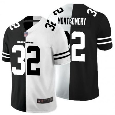 Nike Bears 32 David Montgomery Black And White Split Vapor Untouchable Limited Jersey