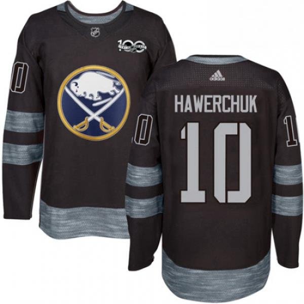 Mens Adidas Buffalo Sabres 10 Dale Hawerchuk Authentic Black 1917 2017 100th Anniversary NHL Jersey