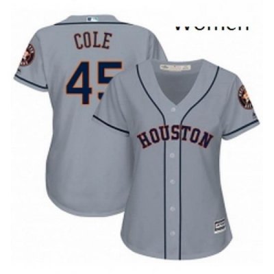 Womens Majestic Houston Astros 45 Gerrit Cole Replica Grey Road Cool Base MLB Jersey