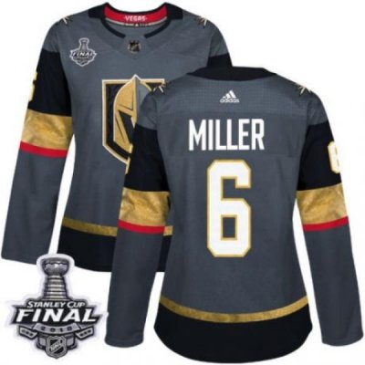 womens colin miller vegas golden knights jersey gray adidas 6 nhl home 2018 stanley cup final authentic