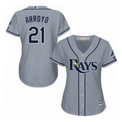 Womens Majestic Tampa Bay Rays 21 Christian Arroyo Replica Grey Road Cool Base MLB Jersey