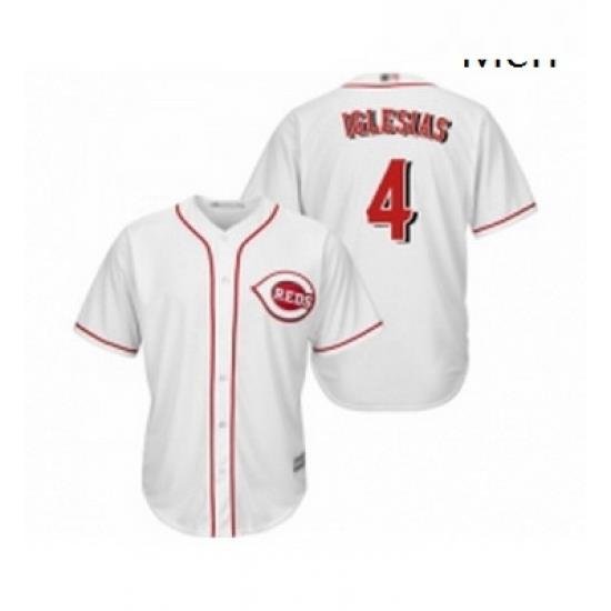 Mens Cincinnati Reds 4 Jose Iglesias Replica White Home Cool Base Baseball Jersey