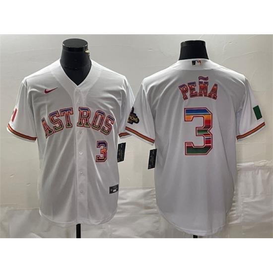 Men Houston Astros 3 Jeremy Pe F1a White Mexico Cool Base Stitched Baseball Jersey